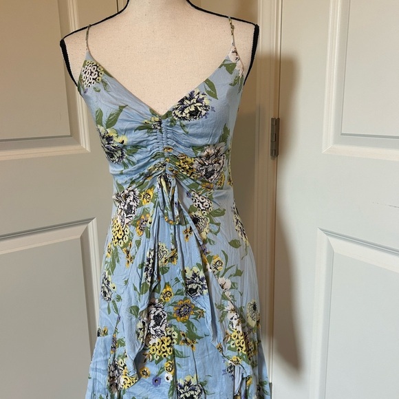Free people blue floral tropical summer skinny strap dress - Picture 5 of 11